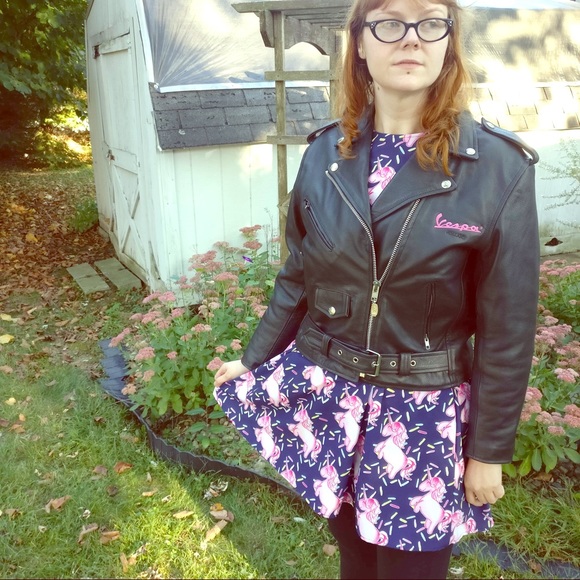 Vintage 90’s leather Vespa scooter jacket